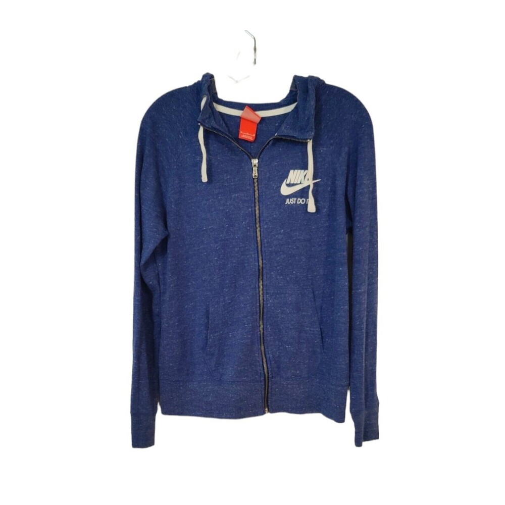 NIKE Women’s FullZip Hoodie Sweatshirt Size XS Small Blue Just Do It Logo Swoosh